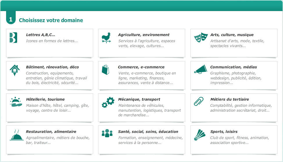 Choisissez votre domain d'activité