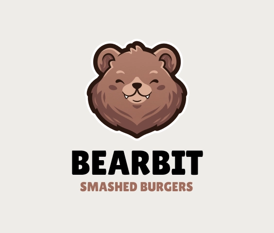 Logo de restaurant de burgers avec mascotte d'ours