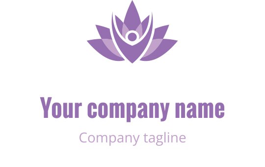Logo design élégant de fleur de lotus violet avec une figure humaine au centre