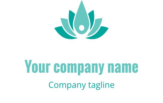 Logo design élégant de fleur de lotus teal avec des pétales arrondis