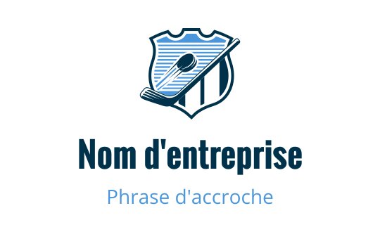 Logo en forme de bouclier avec un club de golf et des rayures bleues