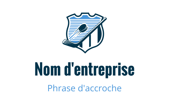 Logo en forme de bouclier avec un club de golf et des rayures bleues