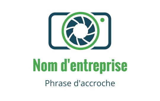 Logo de caméra moderne avec un objectif vert et des accents bleus