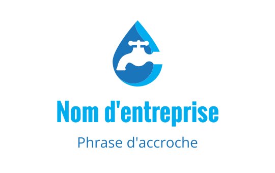 Logo design moderne en bleu avec une goutte d'eau et silhouette de robinet