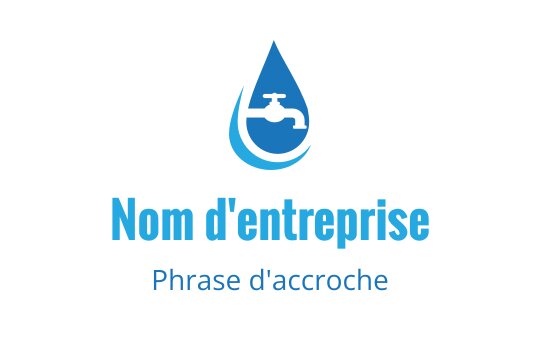 Logo design moderne en forme de goutte d'eau bleue avec silhouette de robinet