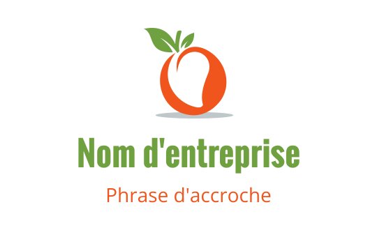 Logo design d'orange fraîche avec des feuilles vertes et une typographie moderne