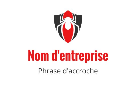 Logo de araignée audacieuse avec un fond de bouclier rouge et noir