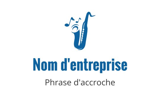 Logo de saxophone ludique en bleu avec des notes de musique