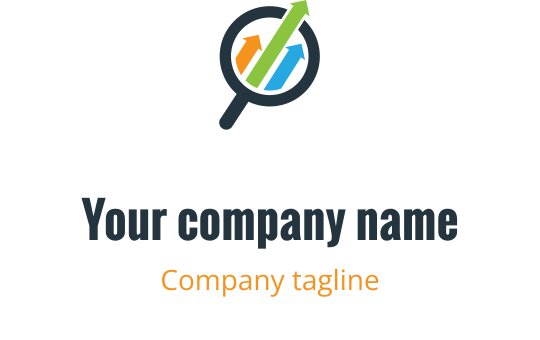 Design de logo moderne avec une loupe et des flèches colorées vers le haut