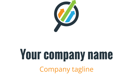 Design de logo moderne avec une loupe et des flèches colorées vers le haut