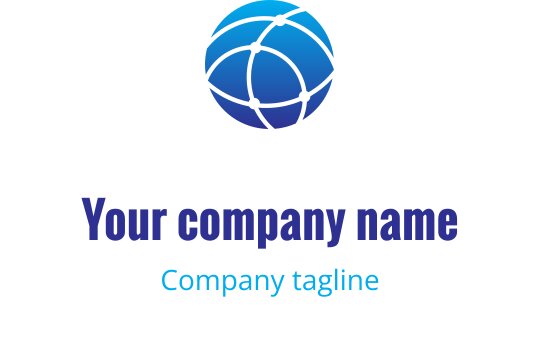 Logo moderne de globe bleu avec des lignes interconnectées