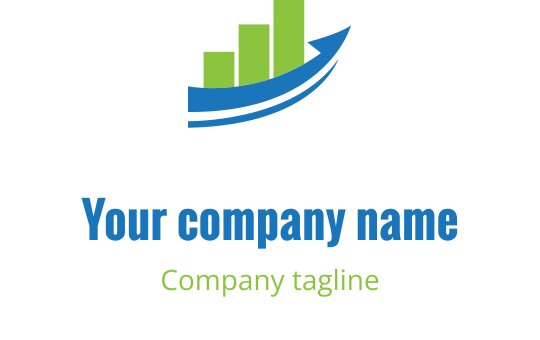 Design de logo moderne avec des éléments de vague bleue et de graphique à barres vert