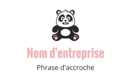 Logo de panda ludique avec une expression amicale et des accents roses