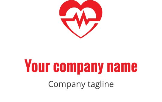 Logo design d'un cœur rouge audacieux avec une ligne de pouls dynamique
