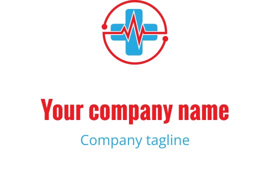 Design de logo moderne avec une croix médicale bleue et une ligne de rythme cardiaque