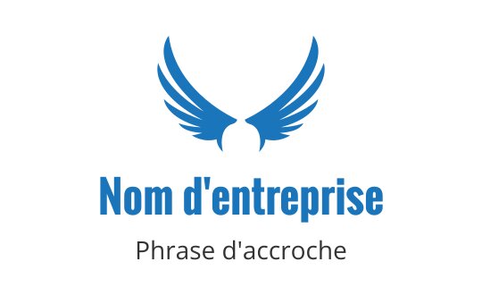 Design de logo élégant avec des ailes bleues au-dessus d'un texte en gras