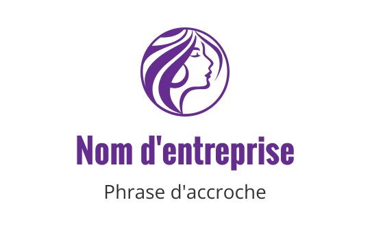 Logo élégant violet représentant le profil d'une femme avec des cheveux flottants