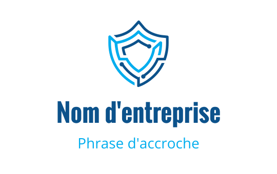 Design de logo moderne en forme de bouclier avec des contours bleus et blancs