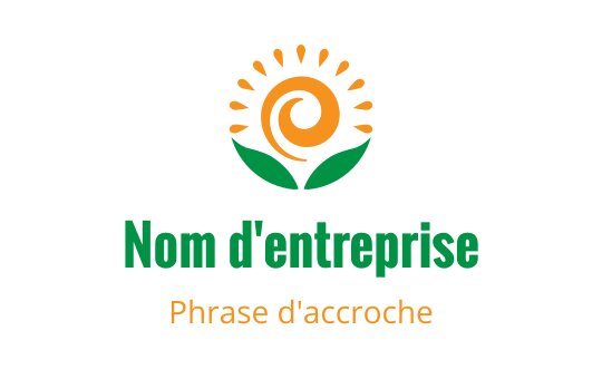 Design de logo moderne avec un soleil et une fleur en spirale avec des feuilles vertes