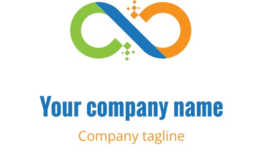 Logo infini vibrant avec des couleurs orange, lime et bleu-vert