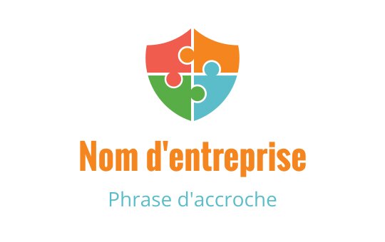 Logo de bouclier coloré avec des pièces de puzzle orange, vert et bleu
