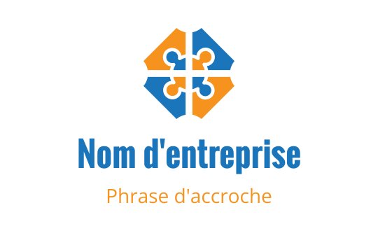 Logo coloré avec des pièces de puzzle entrelacées en bleu et orange