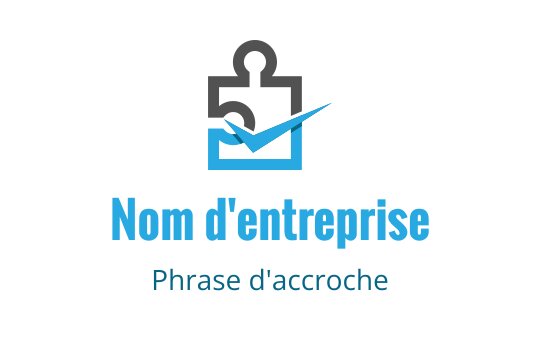 Logo design moderne en forme de pièce de puzzle avec une coche bleue