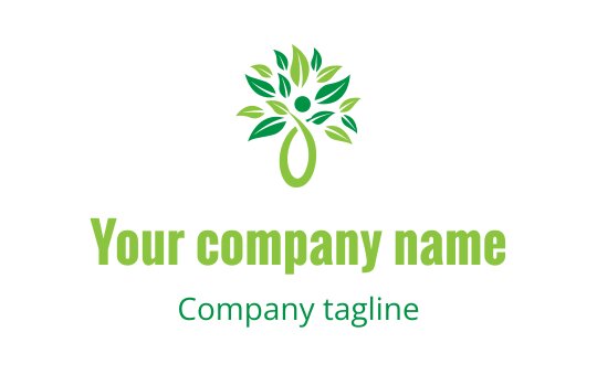 Logo design moderne d'arbre vert avec des feuilles arrondies et un tronc fluide