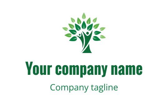 Logo moderne d'arbre avec des feuilles vertes et des figures humaines
