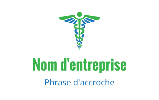 Logo moderne de médecine avec un caducée et des éléments verts et bleus