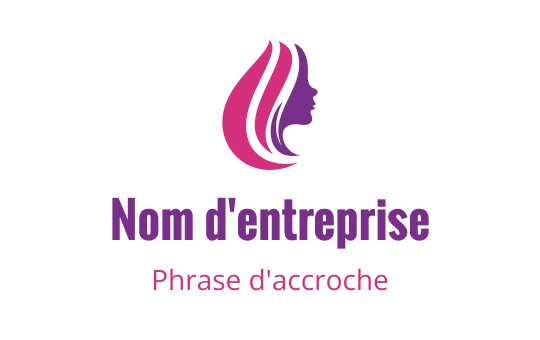 Design de logo élégant avec une silhouette de profil et des cheveux fluides en teintes roses