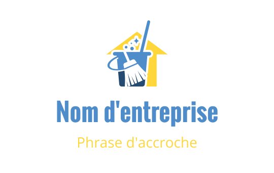 Logo moderne et épuré avec une maison, un balai et un seau