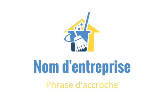 Logo moderne et épuré avec une maison, un balai et un seau
