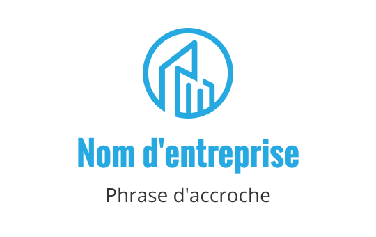 Logo moderne bleu avec des formes de bâtiments abstraits dans un cercle