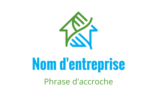 Design de logo moderne avec une maison verte et des mains bleues