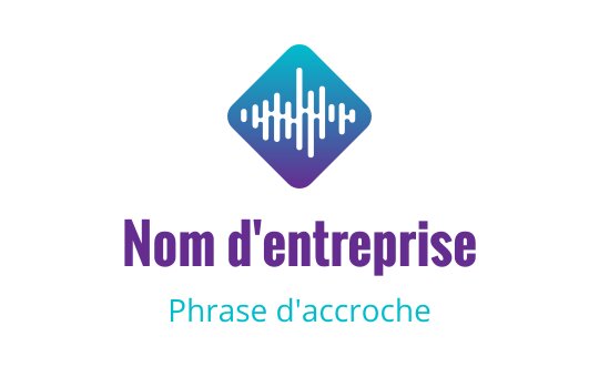 Logo moderne en forme de diamant avec des éléments de onde sonore en bleu et violet