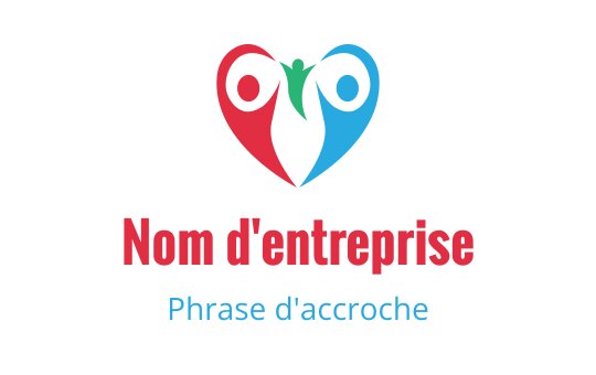 Logo en forme de cœur avec deux figures en rouge et bleu