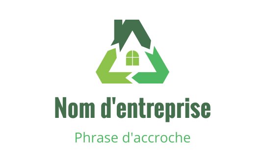 Logo moderne vert avec une maison et des flèches de recyclage