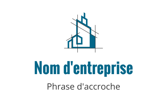 Logo de bâtiment moderne bleu avec des lignes et des formes géométriques