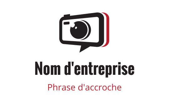 Logo de caméra moderne avec bulle de dialogue et typographie audacieuse