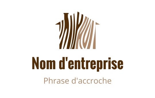 Logo de maison stylisé avec texture de bois en tons bruns
