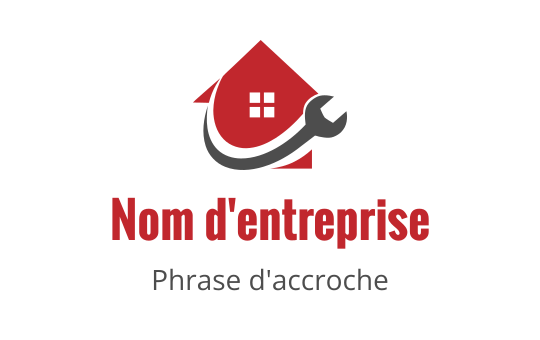 Logo de maison moderne avec un élément de clé à molette et toit rouge