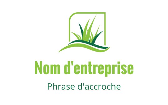 Logo moderne vert avec de l'herbe stylisée et une ligne courbée