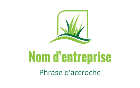 Logo moderne vert avec de l'herbe stylisée et une ligne courbée