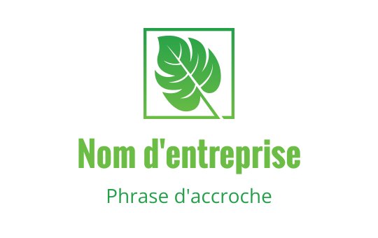 Logo design moderne avec une feuille verte et un contour carré