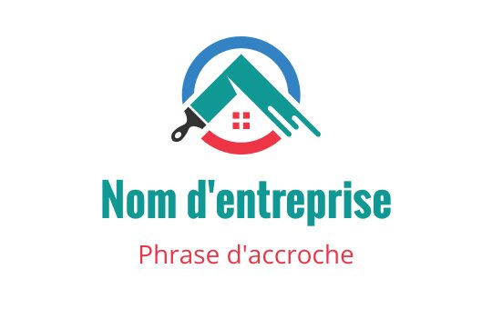 Design de logo moderne avec une maison, un pinceau et des accents circulaires