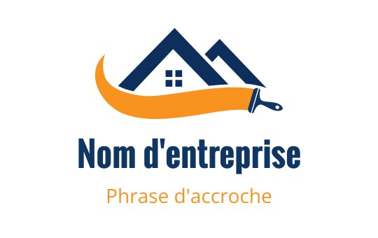Design de logo moderne avec une silhouette de maison et un pinceau en orange et bleu