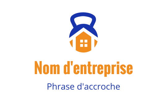 Design de logo moderne avec une maison au toit bleu et accents orange