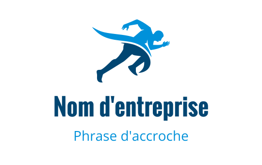 Logo design d'une figure dynamique en bleu courant avec une typographie audacieuse