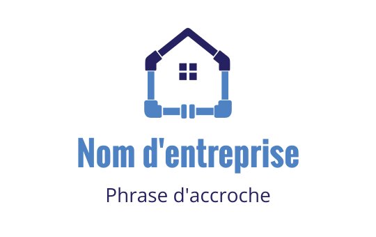 Logo de maison moderne avec des tuyaux bleus et un élément de fenêtre